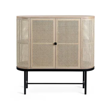 Be My Guest side table - Rattan, white-oiled oak, black steel legs - Warm Nordic