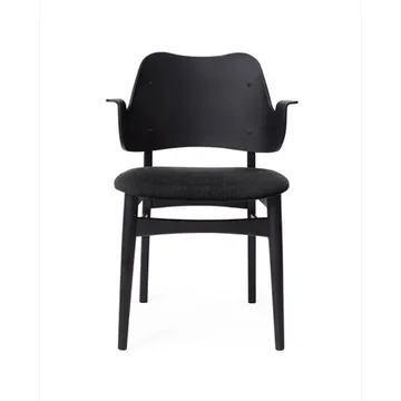 Gesture chair, upholstered seat - Fabric anthracite, black lacquered beech legs - Warm Nordic