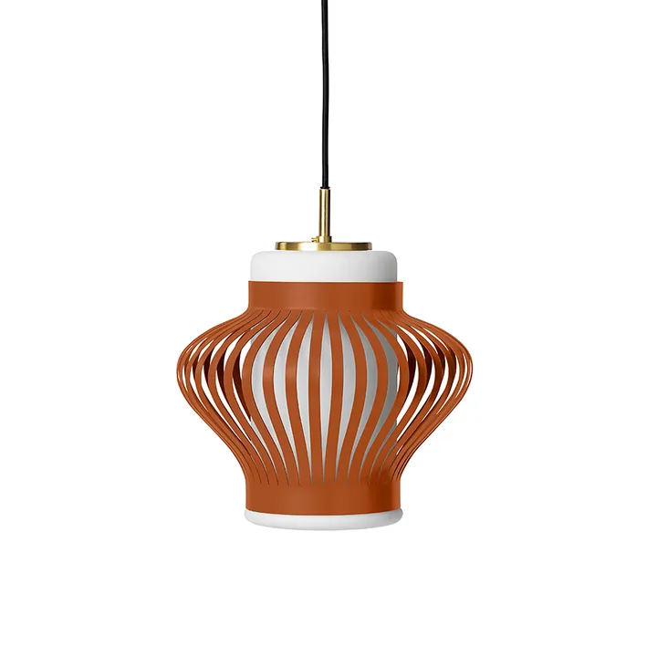 Opal Lamella pendant lamp - Rusty red, sandblasted opal - Warm Nordic