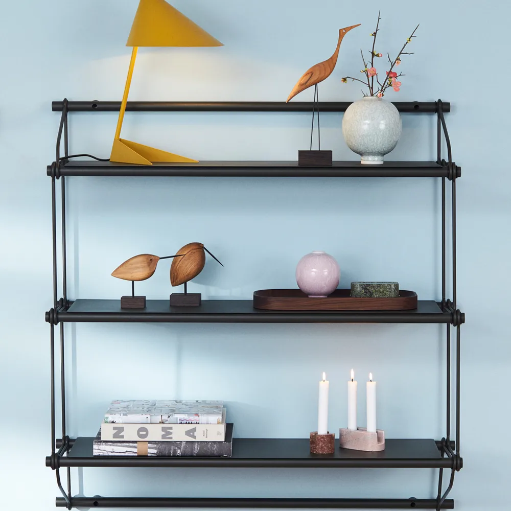 Parade shelf, Green olive, 3 shelves Warm Nordic
