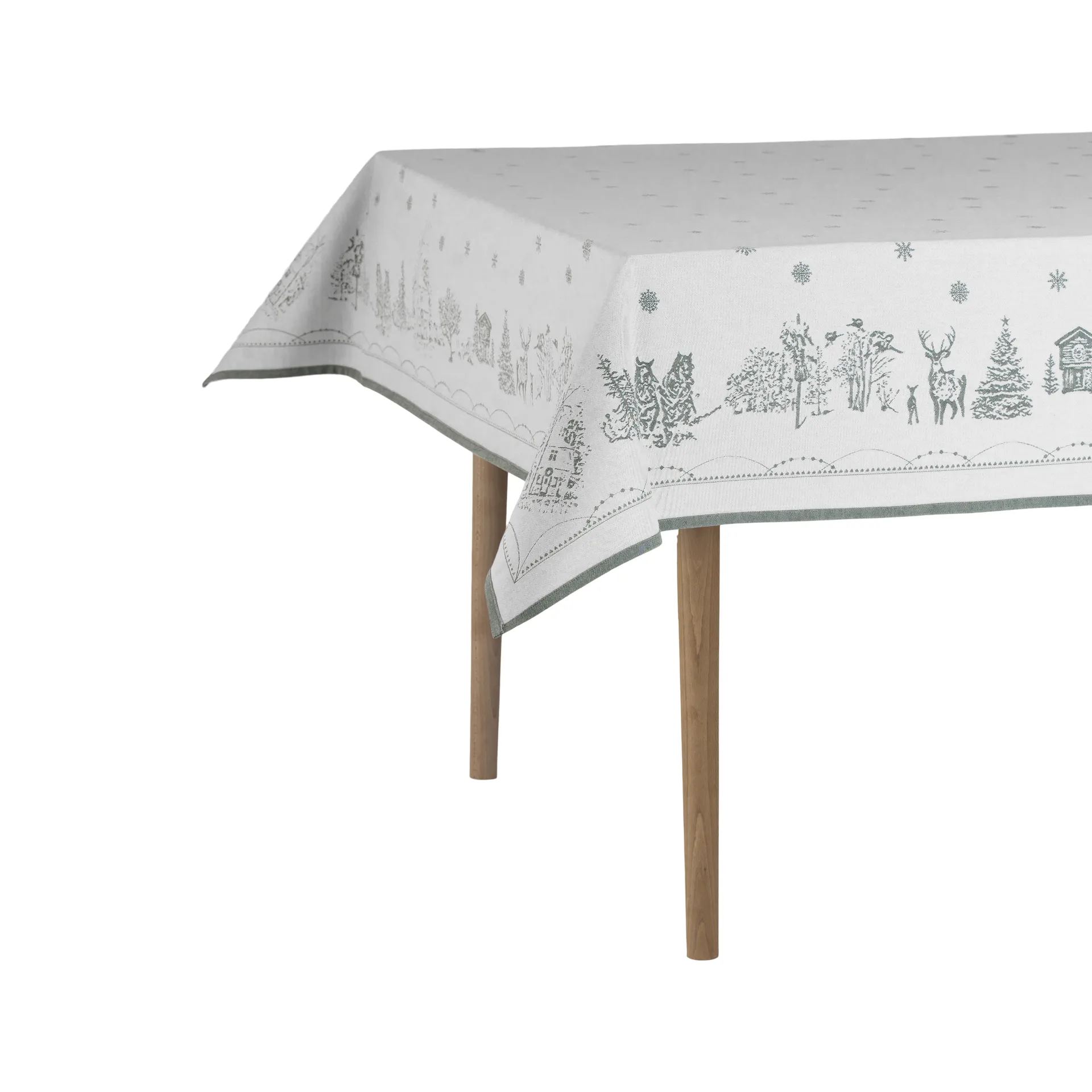 Julemorgen tablecloth, White-green, 140x240 cm Wik & Walsøe