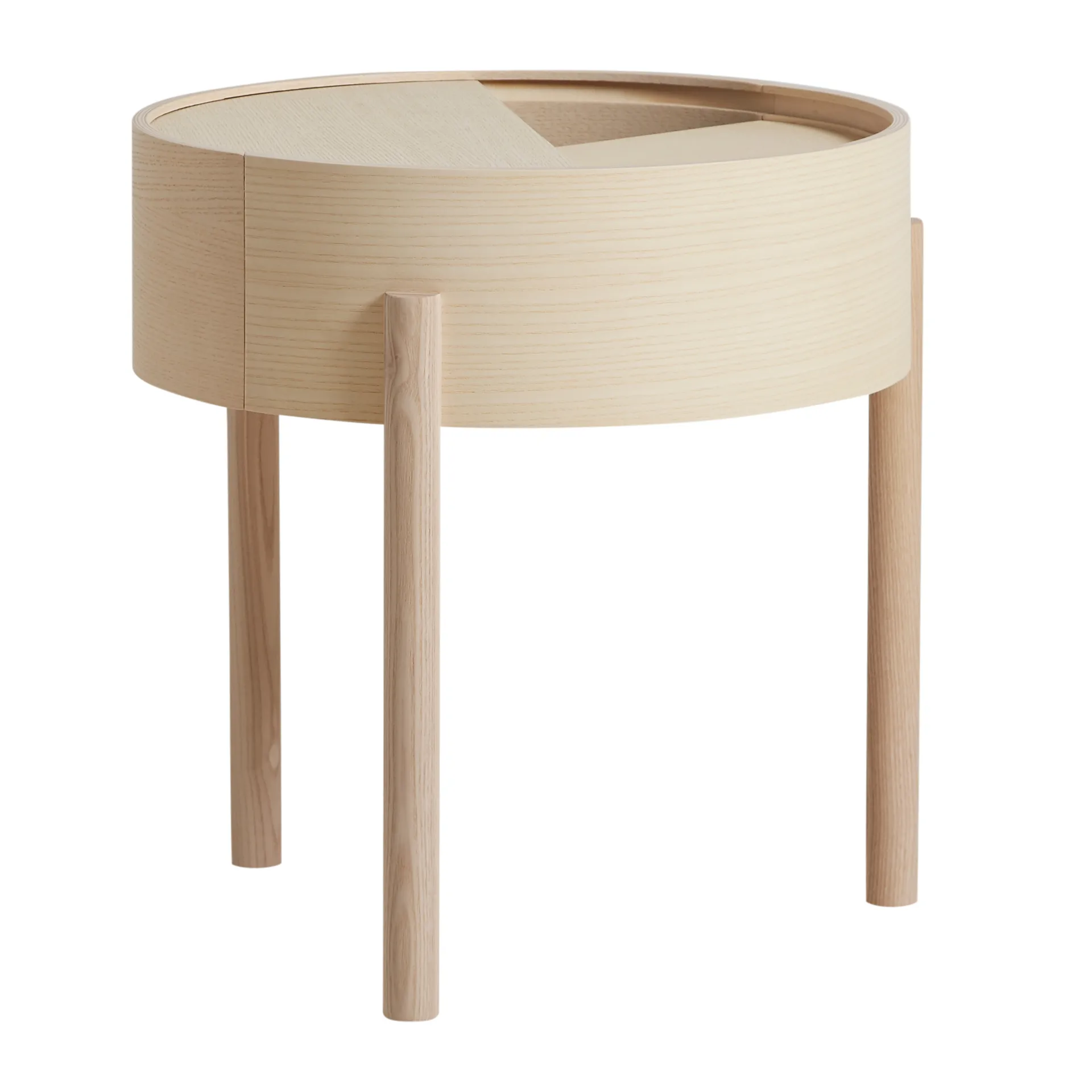 Arc side table, White-pigmented ash Woud