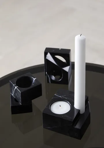 Jeu de dés 1 candle holder marble - Black - Woud