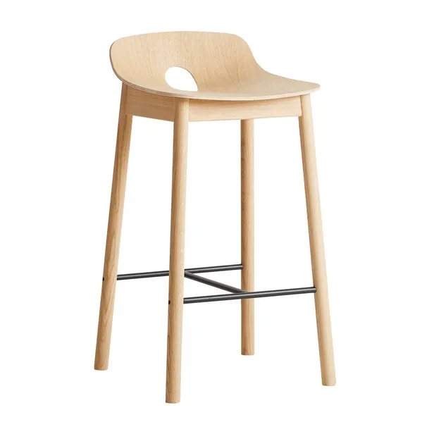Mono barstool 65 cm, White pigmented oak Woud