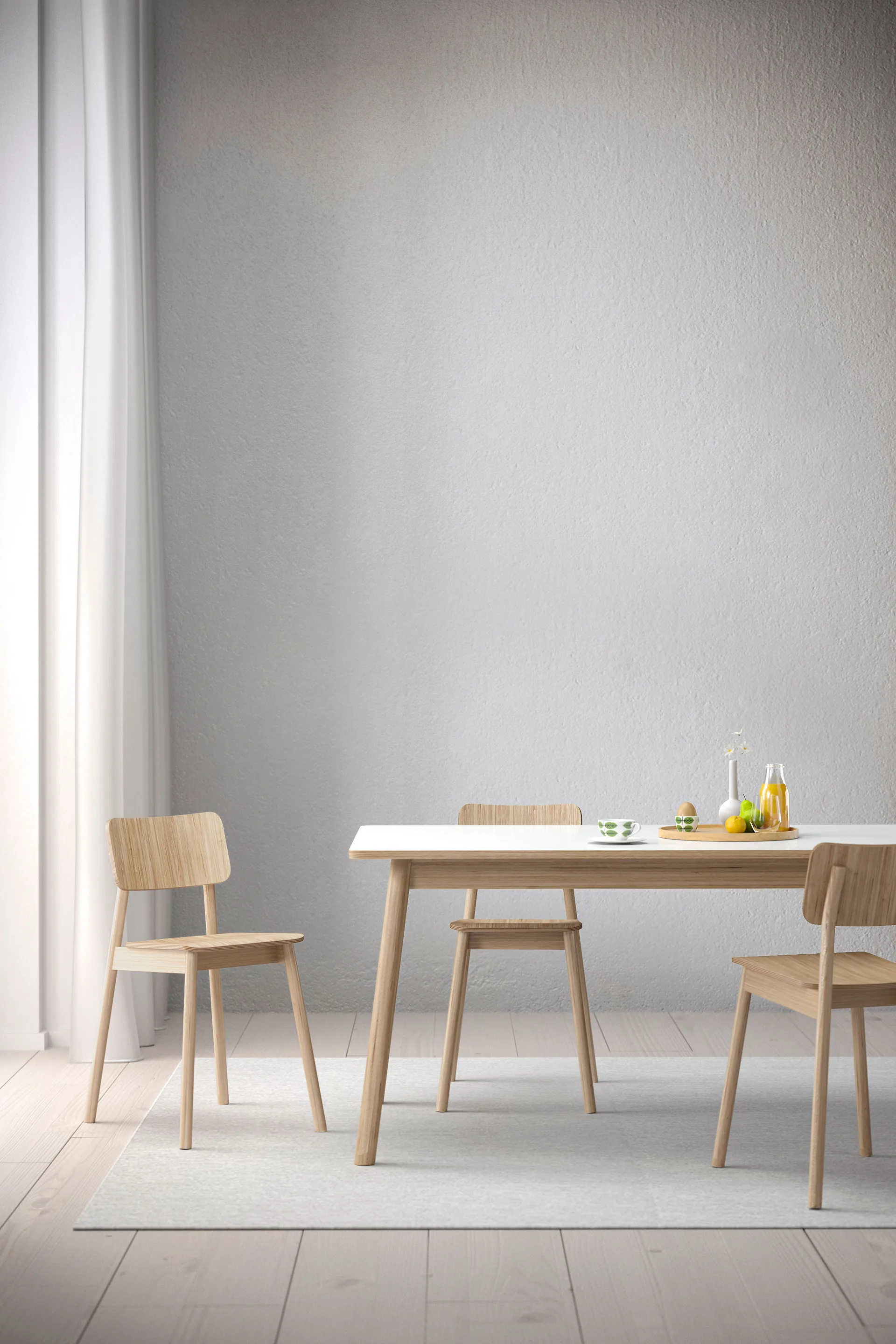 Dino+ dining table with additional disk, White. oak stand. 2st additional discs Zweed
