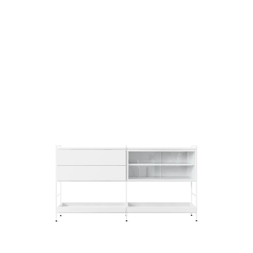 Molto Medium side table, White, 2 sections with display case Zweed