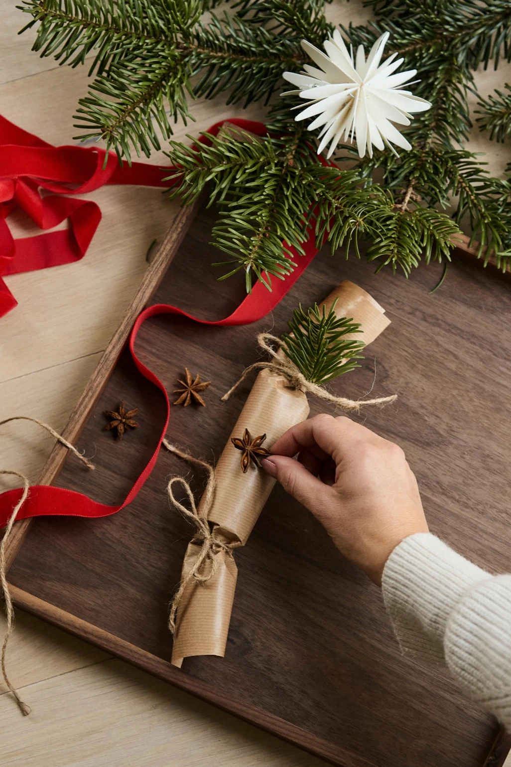 Step 5 in making your own christmas cracker - decorate the outside of the cracker!