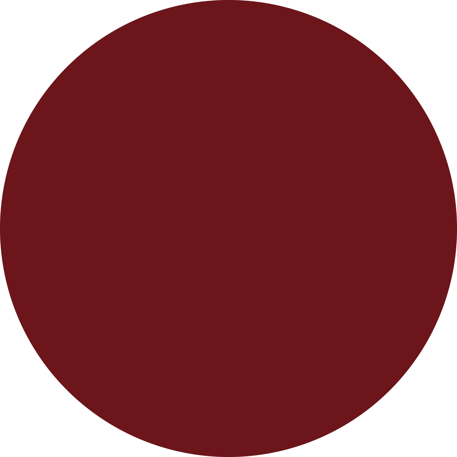 A solid dark red circle.